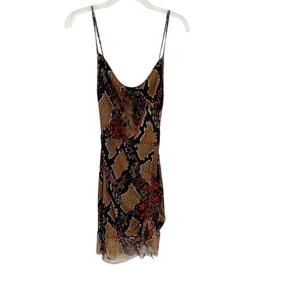 PrettyLittleThing Multi Mesh Snake Print Ruched Bodycon Dress Size 6 NWT - Picture 6 of 11
